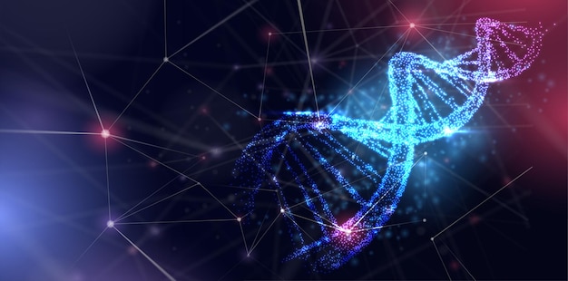 Hélice lumineuse abstraite de néon de molécule d'ADN