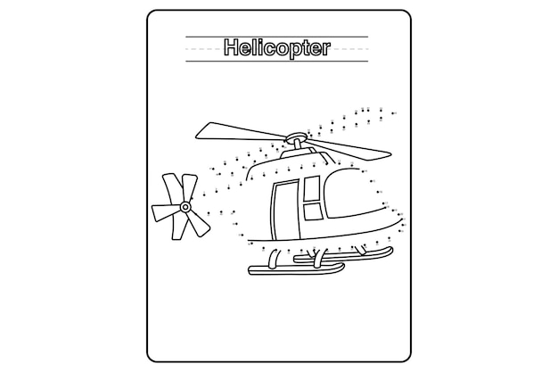 Vecteur hélicoptère point à point page de coloriage pour enfants
