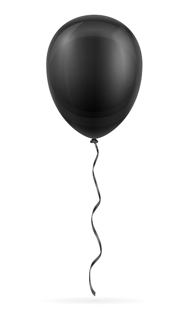 Hélium pompé par ballon noir de célébration avec ruban sur blanc