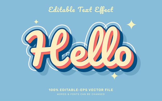 Hello modèle d'effet de texte rétro modifiable