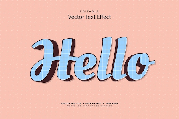 hello Vecteur d'effet de texte 3D
