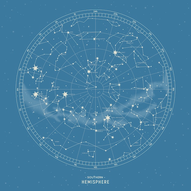 Hémisphère Sud. Carte Des Constellations En étoile.