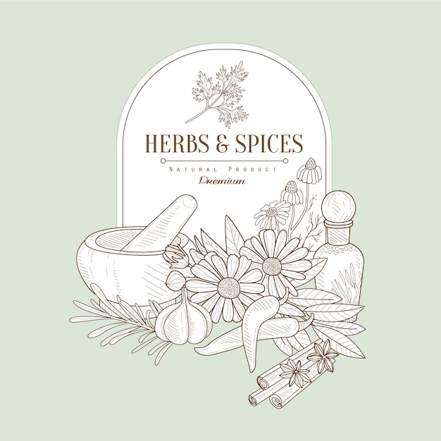 Herbes et épices, bannière d'illustration