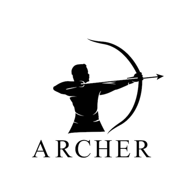 Hercule Heracles avec Bow Longbow Arrow, conception de Logo de Silhouette musculaire mythe grec Archer guerrier