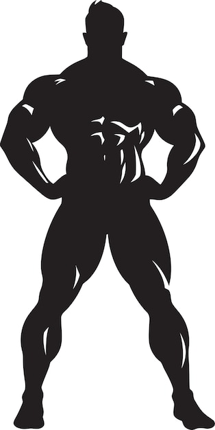 Hercules ébonisé Design De Logo Vectoriel De Corps Entier Pour Les Culturistes Ombres Musculaires Icône Vectorielle Noire