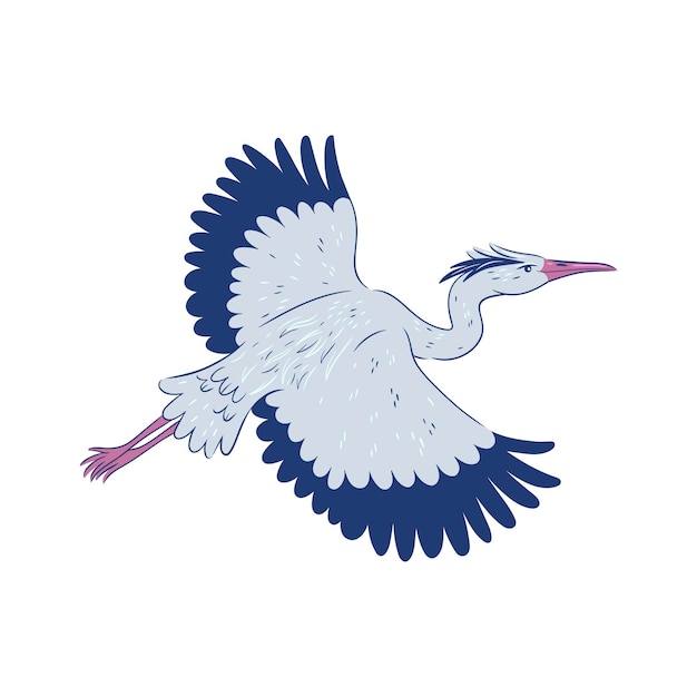 Vecteur heron en vol isoler sur fond blanc graphiques vectoriels