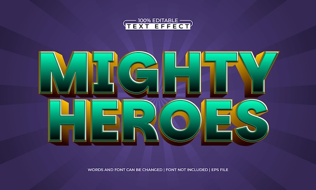 héros puissants effet de texte modifiable avec un héros et un style de texte de jeu