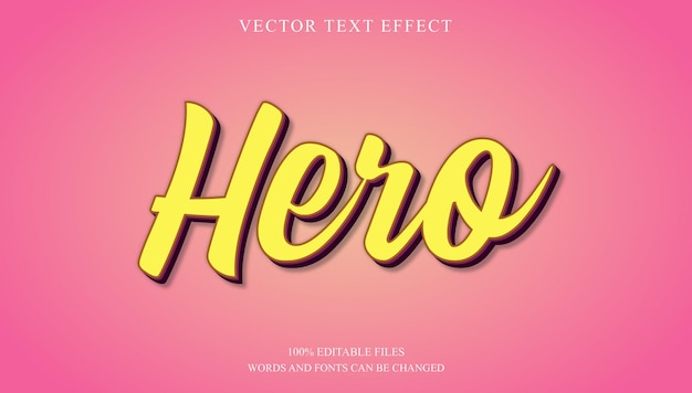 Vecteur héros de style d'effet de texte modifiable 3d