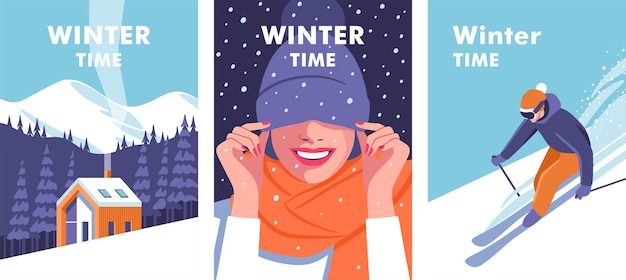 Vecteur heure d'hiver concept de fête de vacances et de voyage illustration vectorielle