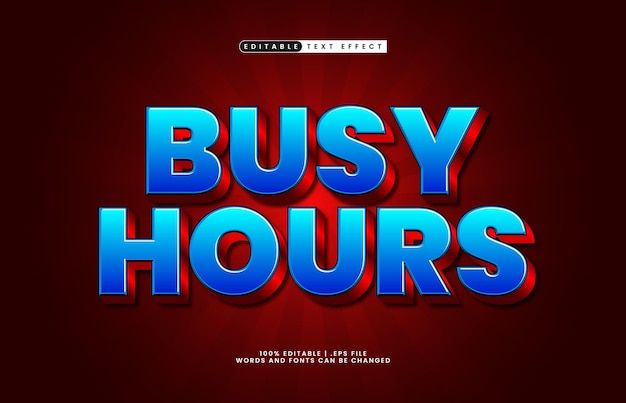 heures occupées effet de texte modifiable avec un effet de texte d'heure et de travail