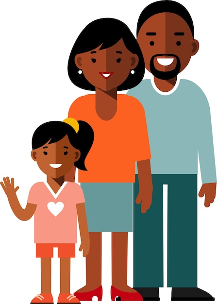 Heureuse famille afro-américaine noire avec enfant fille fille debout ensemble