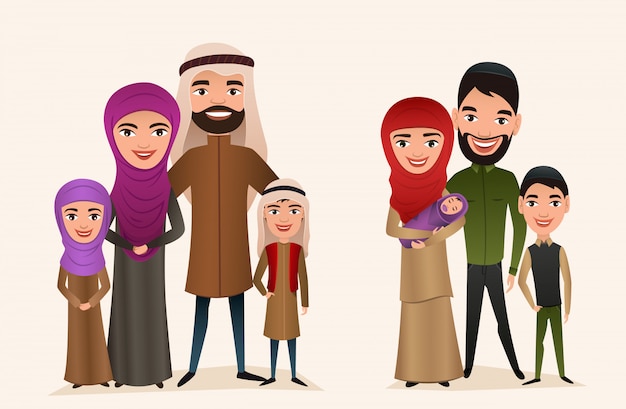 Heureuse famille arabe avec jeu d'enfants