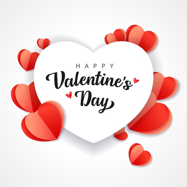 Heureuse Saint-Valentin abstrait avec coeur en papier 3D. Style origami, forme de coeur. Icône mignonne