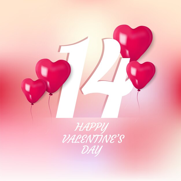 Vecteur heureuse saint valentin avec ballon coeur 3d