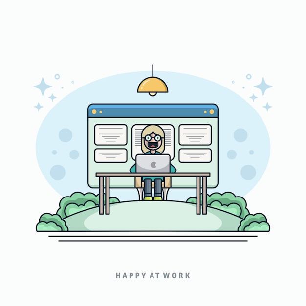 Heureux Au Travail Illustration Vecteur