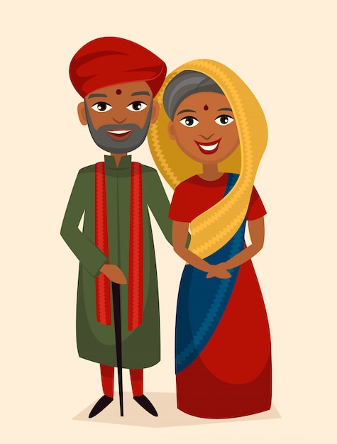 Heureux Couple D'âge Moyen Indien Isolé