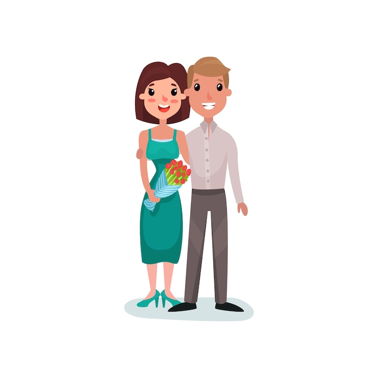 Vecteur heureux couple amoureux sur un vecteur de dessin animé de date illustration sur fond blanc