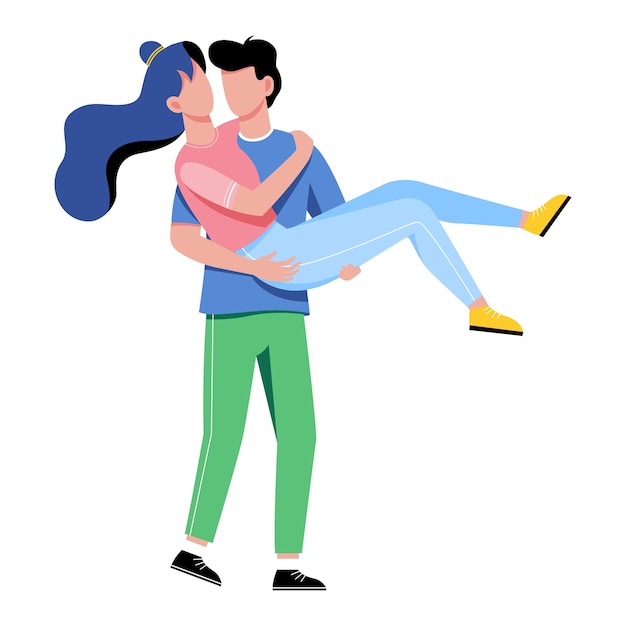 Heureux Couple Romantique. Homme Et Femme à La Date, Relation Amoureuse. Illustration En Style Cartoon