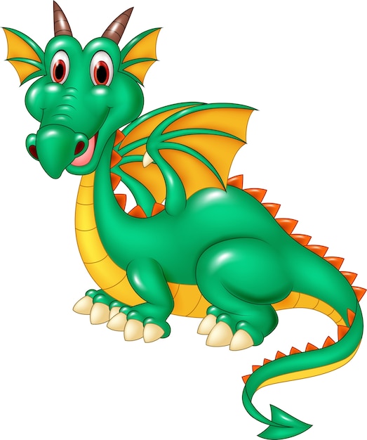 Heureux dragon vert assis