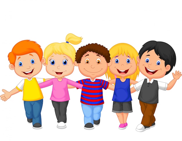 Heureux enfant marchant ensemble