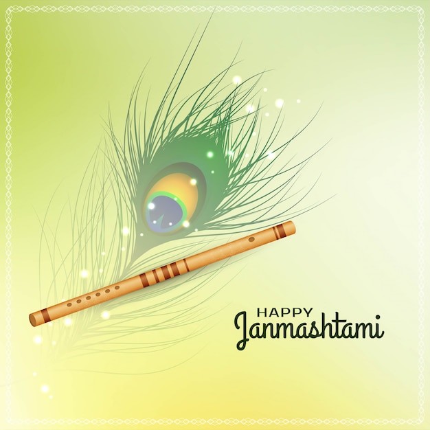 Vecteur heureux fond de festival janmashtami avec flûte