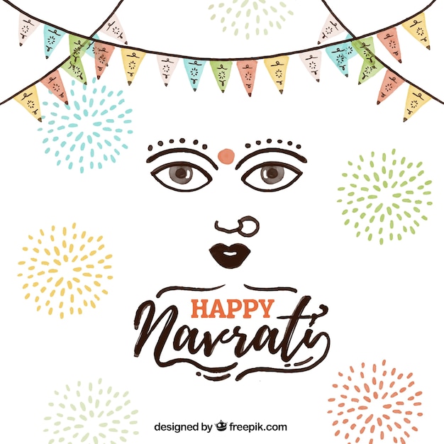 Heureux Fond Navratri Avec Feux D'artifice