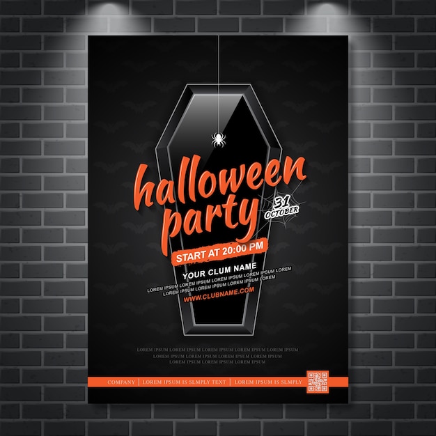 Heureux Halloween Fête Affiche Modèle Cercueil Et Toile D'araignée