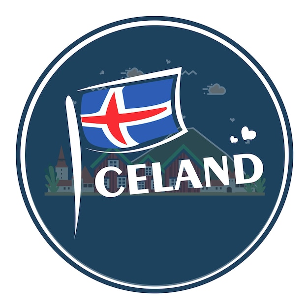 Heureux Islande Fête Indépendance Célébration Drapeau Vector Template Design Illustration