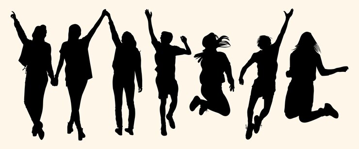 Vecteur heureux, jeunesse, silhouette, vecteur, illustration