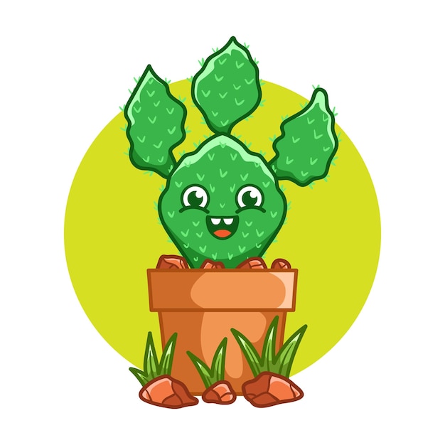 Vecteur heureux mignon cactus sur pot