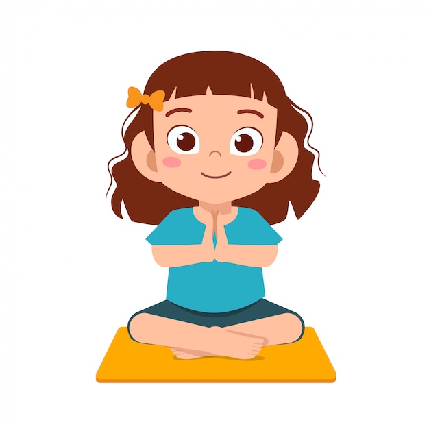 Heureux Mignon Petit Enfant Fille Pratique Le Yoga