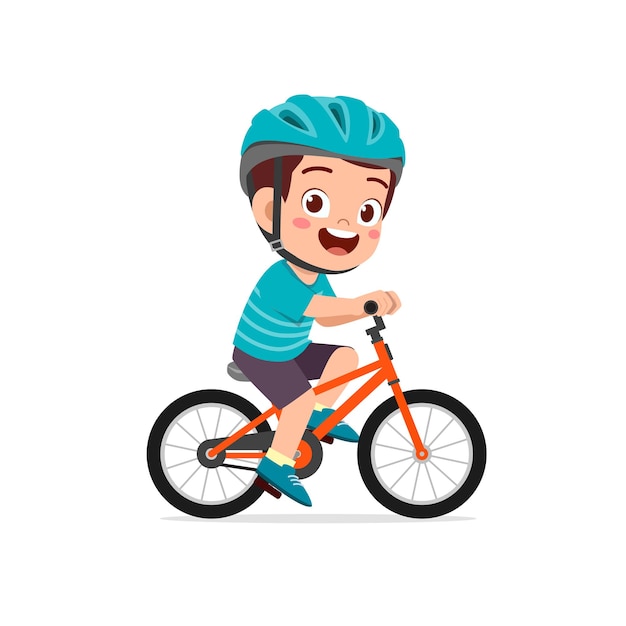 Heureux Mignon Petit Enfant Garçon Vélo