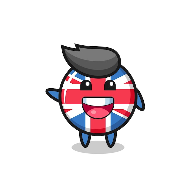 Vecteur heureux personnage de mascotte mignon drapeau du royaume uni