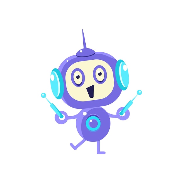 Heureux petit robot avec deux antennes