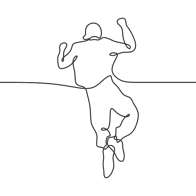 heureux saut en ligne dessin continu dessin au trait unique