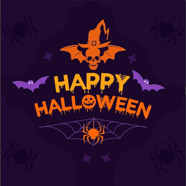 HeureuxHalloweenHorreurFestivalIllustration dessinée à la maincréatifconceptionfêtecarte