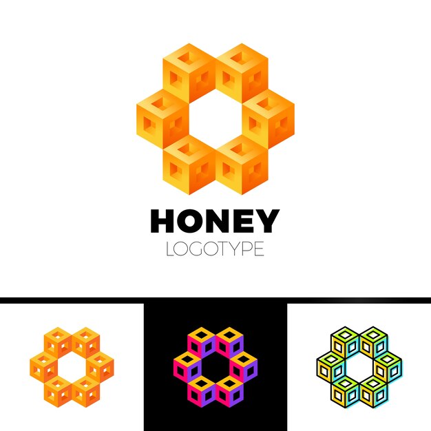 Hexagon 3d Cube Ou Hexagone Cadre Lettre En Nid D'abeille Logo