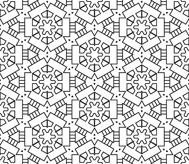 Hexagone abstrait fantaisie fine ligne, motif géométrique sans soudure triangle. Mosaïque créative, carrelage