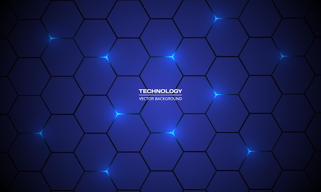 Hexagone bleu foncé technologie futuriste abstrait moderne fond bleu grille de texture en nid d'abeille Illustration vectorielle