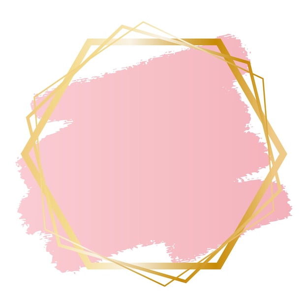 Hexagone doré bordure rose