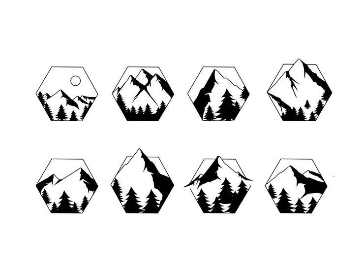Vecteur hexagone montagne