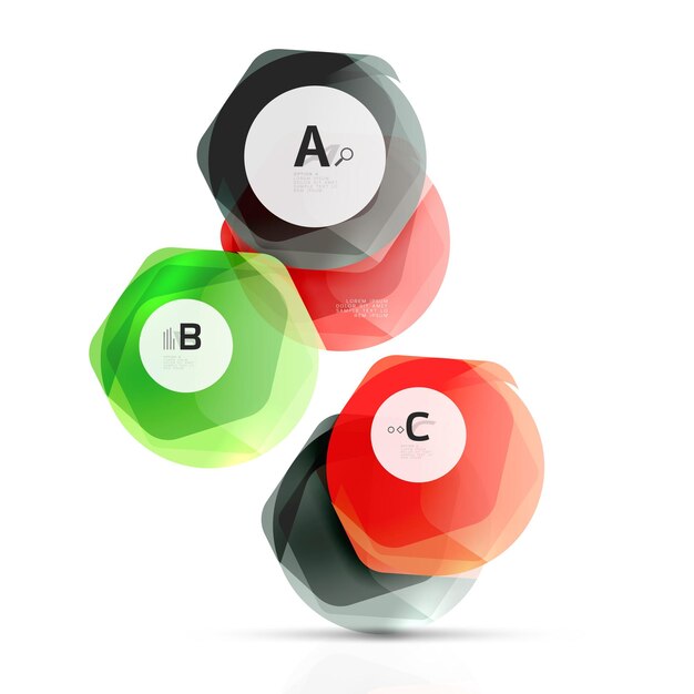 Hexagones brillants avec des options d'infographie