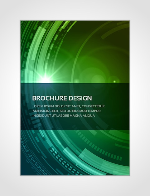 Hi Tech Cercle Flux Dynamique Soleil Rafale Cyberespace énergie Vert Brochure Modèle Réaliste Vecteur