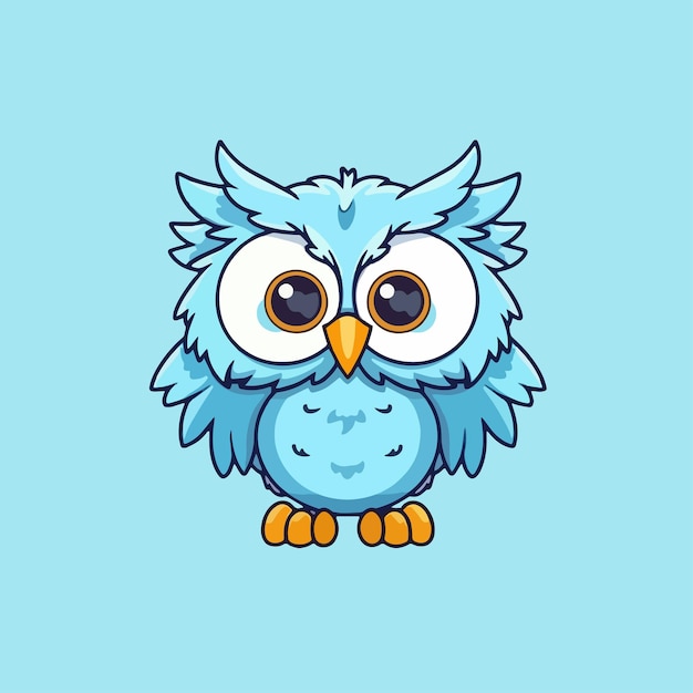 Hibou Bleu Sur Fond Bleu