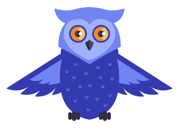 Le hibou bleu vole et chasse