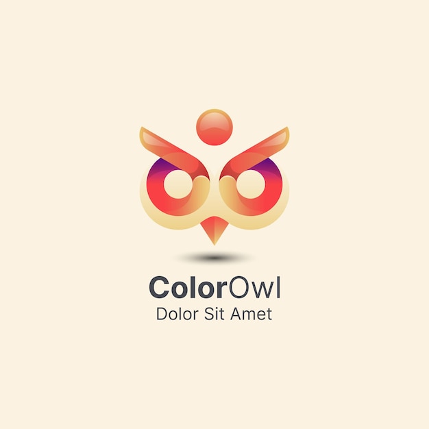 Hibou Coloré Avec Logo Dégradé Lisse