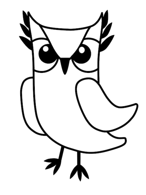 Le Hibou Contour Du Hibou Griffon Illustration Vectorielle D'un Hibou Dessin En Noir Et Blanc D'un Oiseau