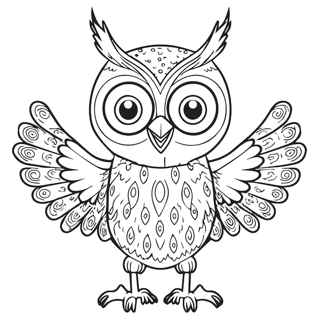 Hibou Contour Vector Illustration Livre De Coloriage Pour Enfants Dessin Animé Oiseau Noir Et Blanc Dessin