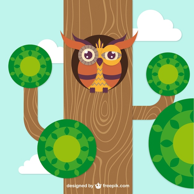 Hibou Dans Un Arbre