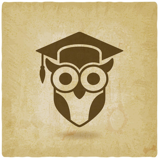 Le hibou dans la casquette de graduation est un symbole de sagesse.